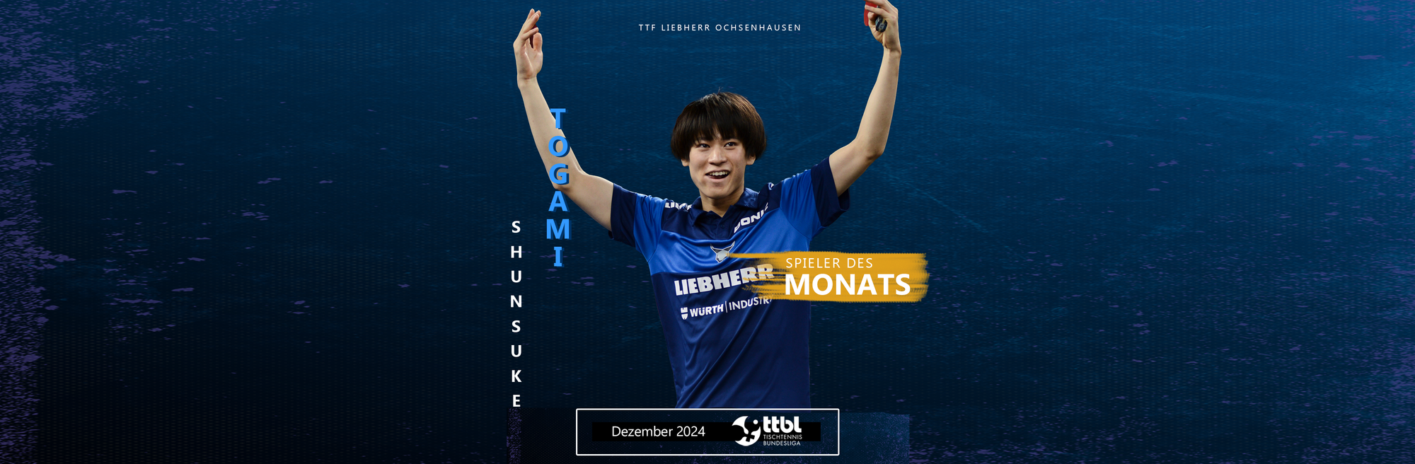 Der „TTBL-Spieler des Monats Dezember“: Shunsuke Togami von TTF Liebherr Ochsenhausen