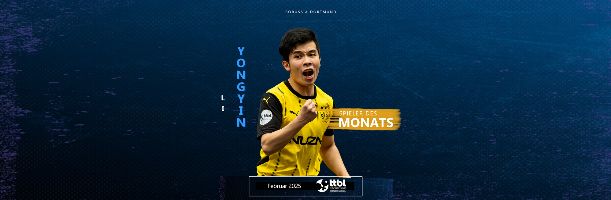 Der „TTBL-Spieler des Monats Februar“: Li Yongyin von Borussia Dortmund