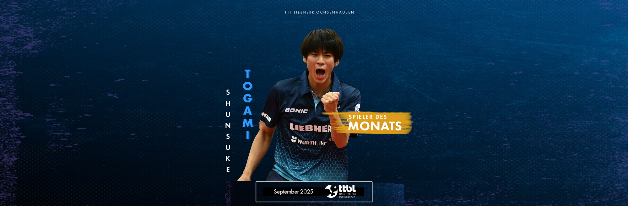 Der „TTBL-Spieler des Monats September“: Shunsuke Togami (TTF Liebherr Ochsenhausen)
